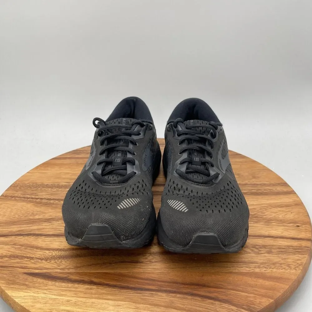 Brooks Addiction GTS 15 Shoes Mens Size 11.5 Triple Black Running Comfort Gym